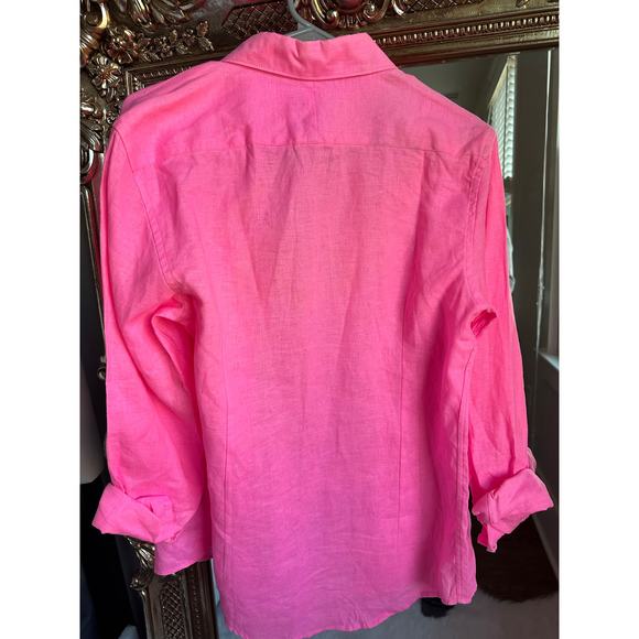 Les Canebiers Saint Tropez Divin Pink Linen Button Down Shirt Medium - Picture 4 of 6